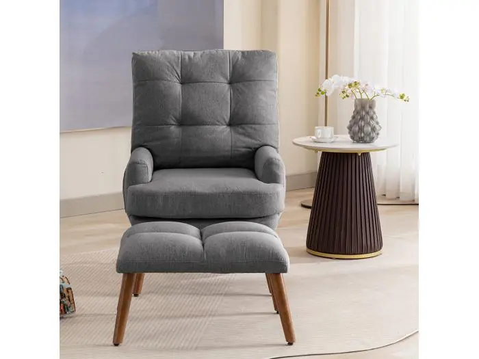 Tumbona con reposapiés, respaldo ajustable en 10 posiciones, reclinable, silla con almacenamiento lateral