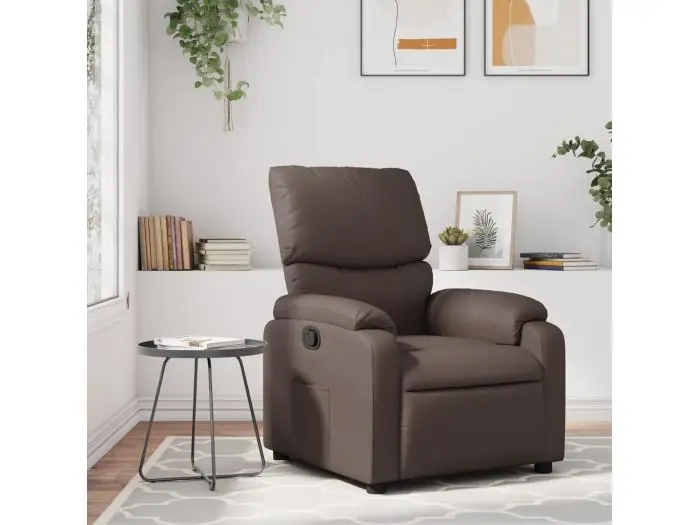 Sillón reclinable de cuero sintético marrón YOE75148