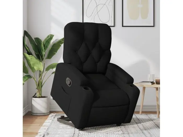 Sillón reclinable elevable tela negro YOE50794
