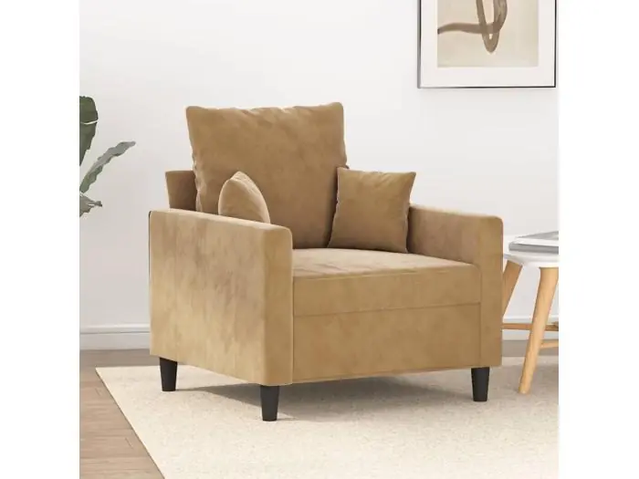 Sillón de terciopelo marrón 60 cm PWFG39829