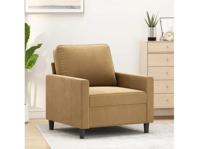 Sillón de terciopelo marrón 60 cm PWFG25061