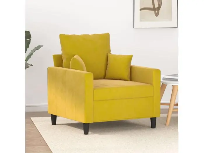 Sillón de terciopelo amarillo 60 cm PWFG91575