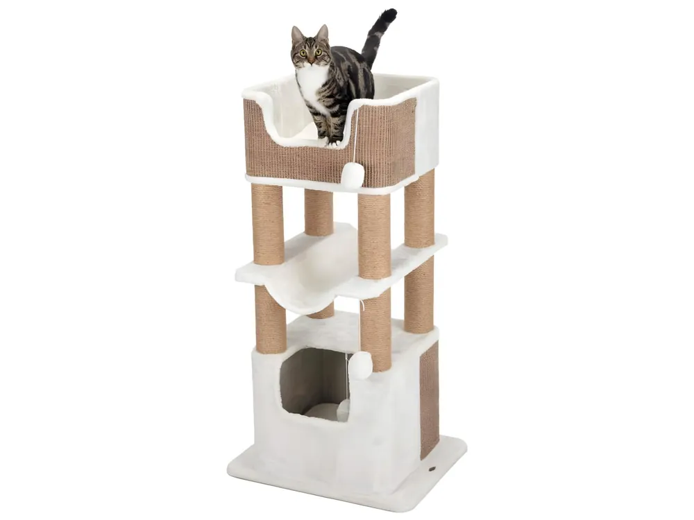 Poste rascador para gatos Lucano blanco y gris taupe XXL
