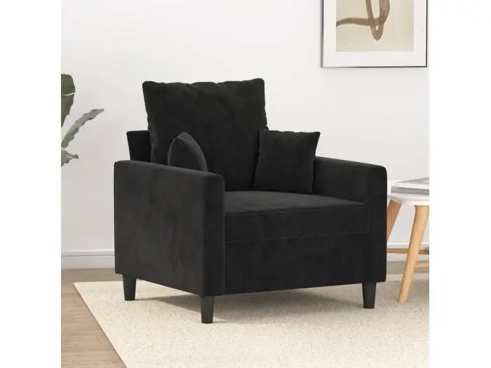 Sillón de terciopelo negro 60 cm ES27797