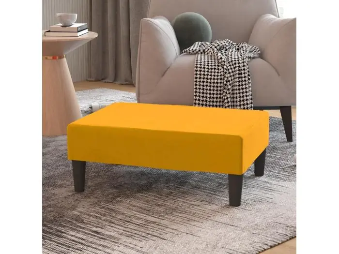 Reposapiés de terciopelo amarillo 78x56x32 cm ES82188