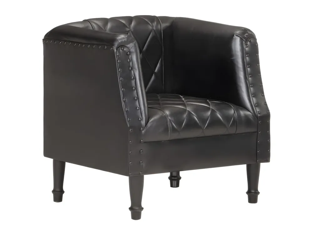 Sillón con diseño de cubo cuero de cabra auténtico negro ES51366