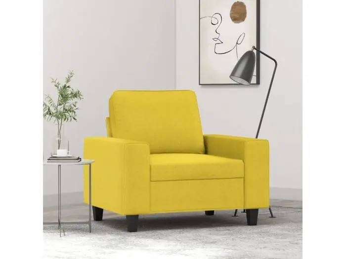 Sillón de tela amarillo claro 60 cm PWFG69287