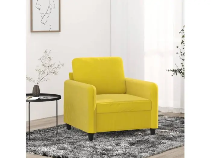 Sillón de terciopelo amarillo 60 cm PWFG19683