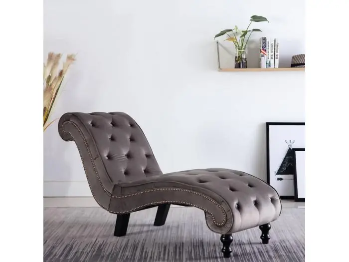 Diván de terciopelo gris PWFG11829