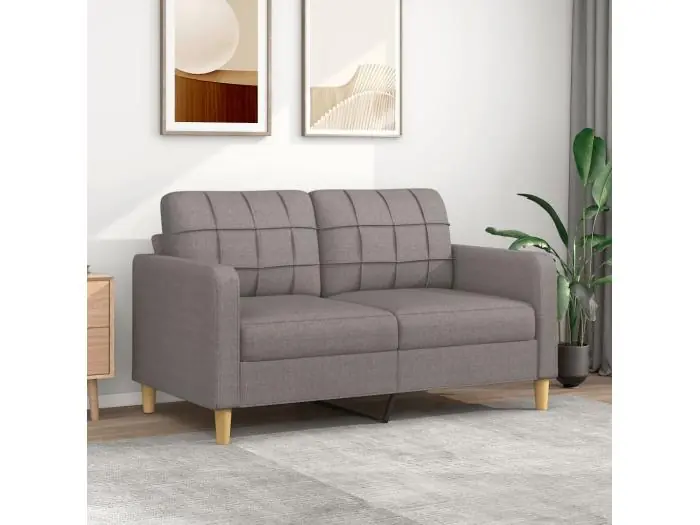 Sofá de 2 plazas de tela gris taupé 140 cm