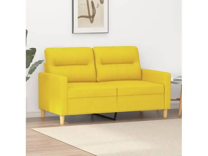 Sofá de 2 plazas de tela amarillo claro 120 cm