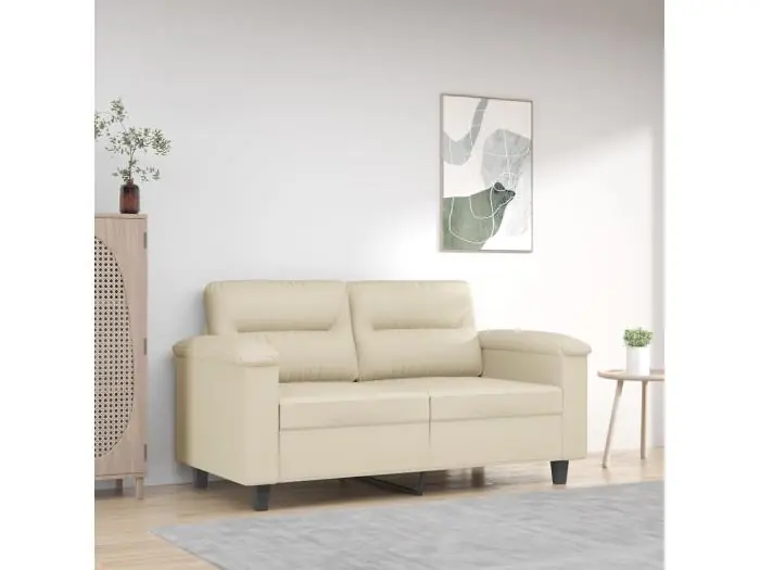 Sofá de 2 plazas de cuero sintético color crema 120 cm