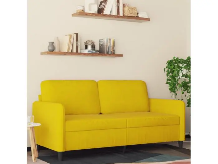 Sofá de 2 plazas terciopelo amarillo 140 cm