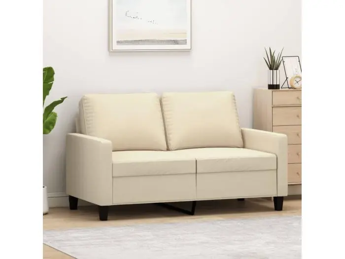 Sofá de 2 plazas de tela color crema 120 cm
