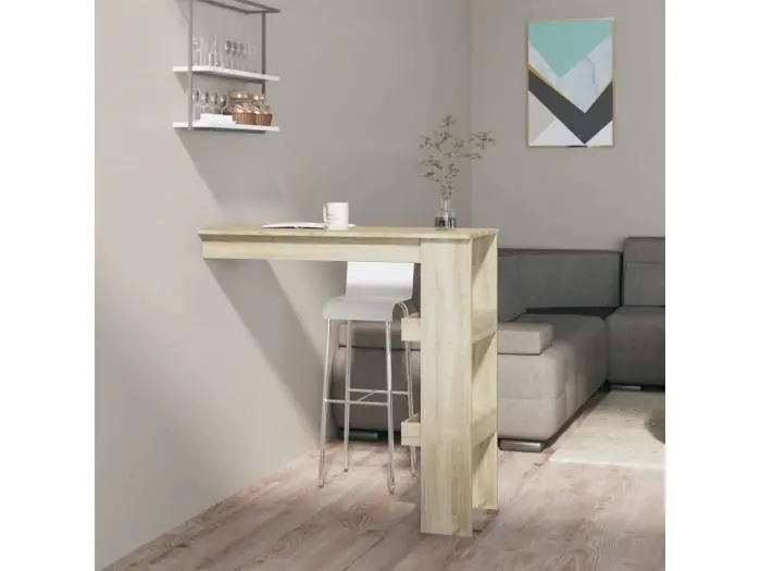 Mesa de bar de pared contrachapada roble Sonoma 102x45x103,5cm