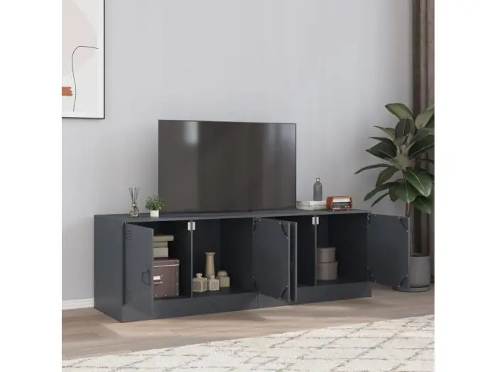 Muebles para TV 2 unidades acero gris antracita 67x39x44 cm ES735889