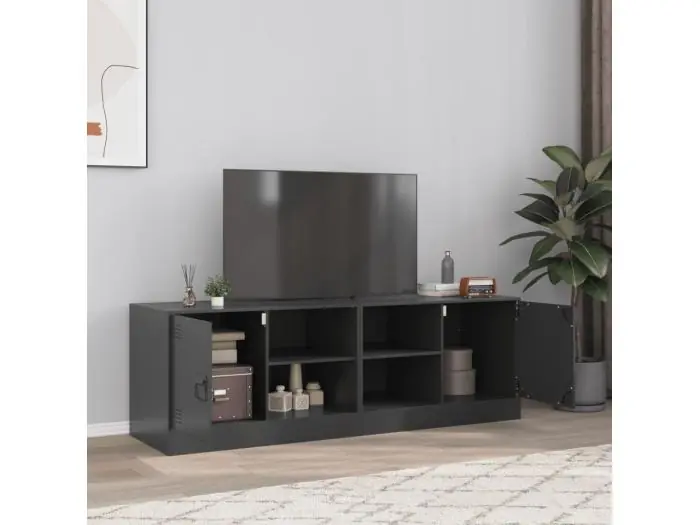 Muebles para TV 2 unidades acero negro 67x39x44 cm ES455293