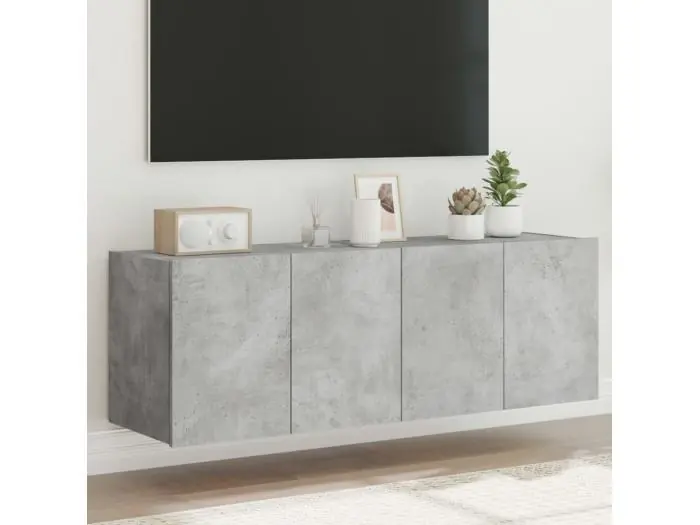 Muebles TV de pared luces LED 2 uds gris hormigón 60x35x41 cm ES70625