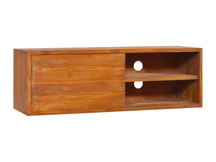 Mueble TV de pared madera maciza de teca 90x30x30 cm ES71391