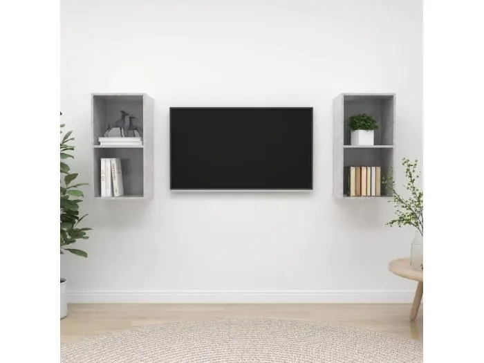Muebles TV de pared 2 pzs madera ingeniería gris hormigón ES43995