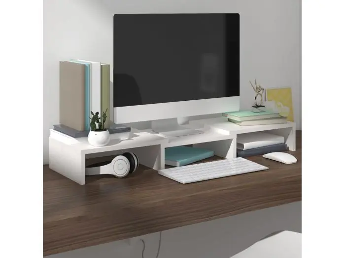 Soporte de monitor madera maciza de pino blanco 60x24x10,5 cm YOE86322