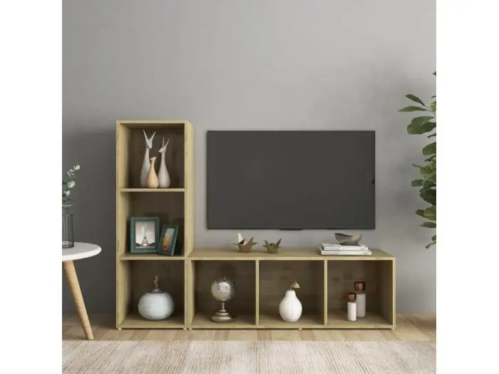 2 pzas Muebles TV madera de ingeniería roble Sonoma YOE88305