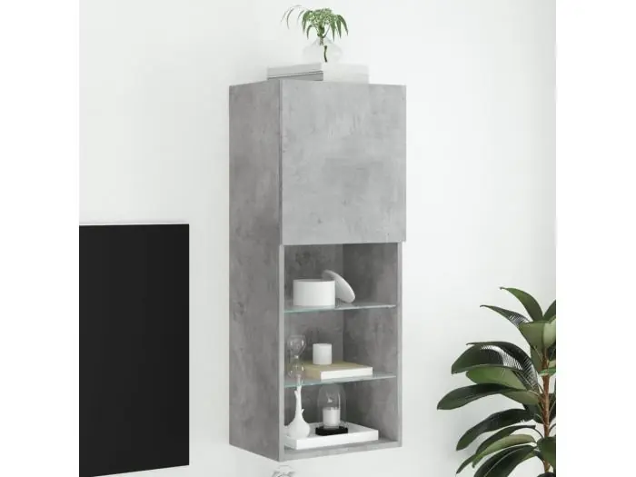 Mueble TV con luces LED gris hormigón 40,5x30x102 cm YOE50590