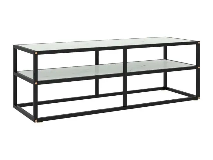 Mueble TV negro con vidrio de mármol blanco 120x40x40 cm YOE25632