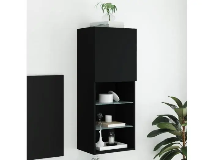 Mueble TV con luces LED negro 40,5x30x102 cm YOE35968