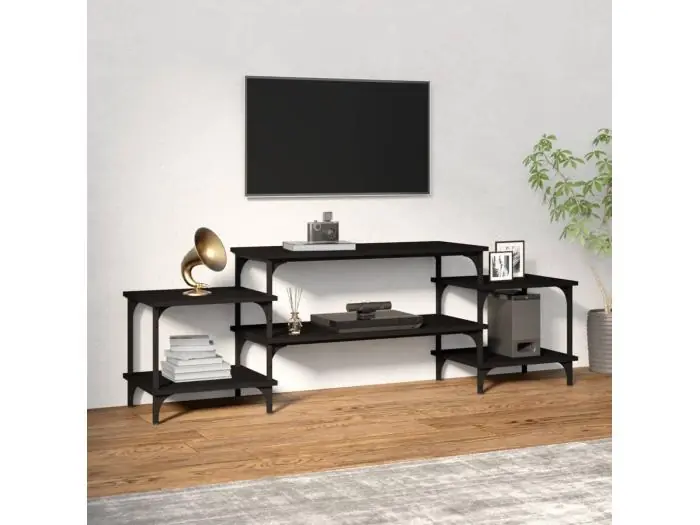Mueble TV madera contrachapada negro 157x35x52 cm YOE53940