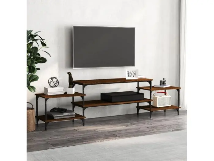 Mueble TV madera contrachapada roble marrón 197x35x52 cm YOE16712