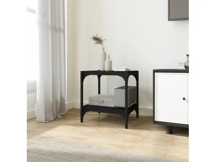 Mueble TV madera contrachapada y acero negro 40x33x41 cm YOE52861
