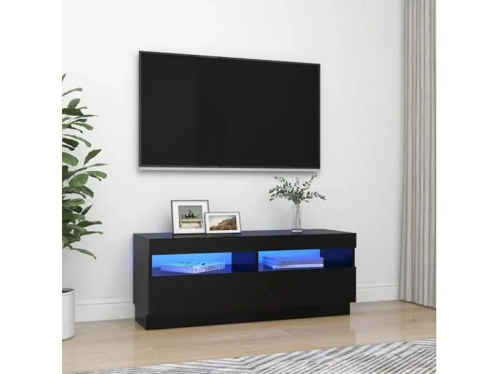 Mueble TV con luces LED negro 100x35x40 cm YOE62547