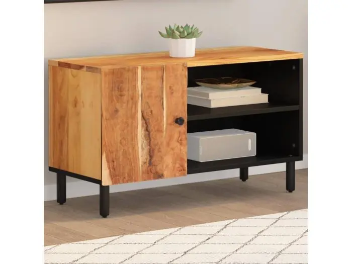 Mueble TV madera maciza de acacia 80x33x46 cm YOE34063