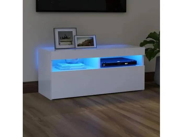 Mueble TV con luces LED blanco 90x35x40 cm YOE16410