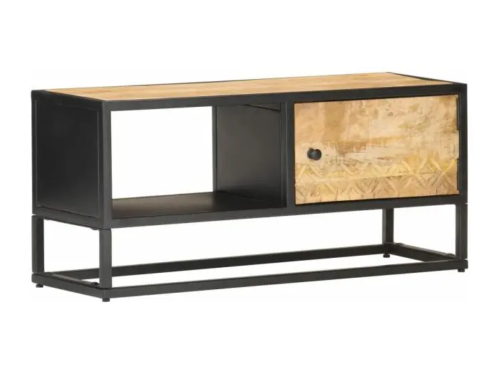 Mueble TV puerta tallada madera de mango rugosa 90x30x40 cm YOE54195