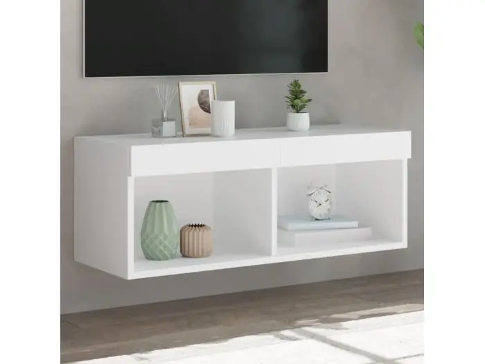 Mueble TV con luces LED blanco 80x30x30 cm YOE40644