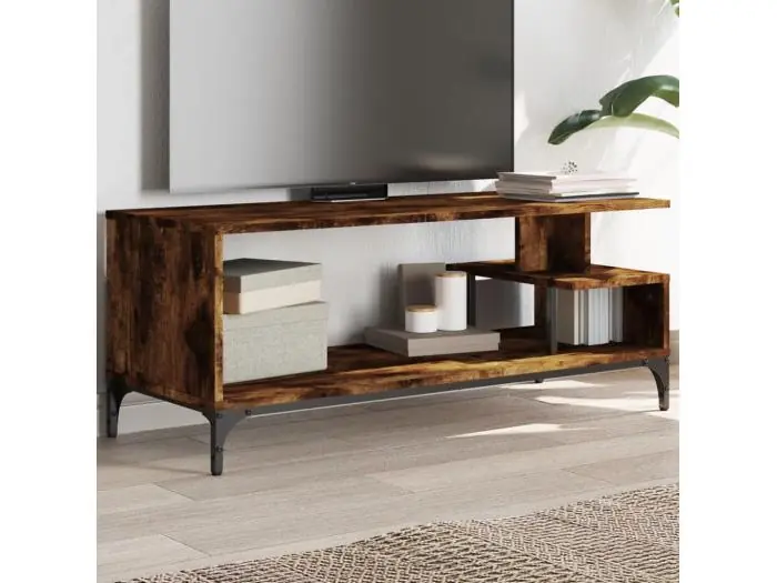 Mueble TV madera de ingeniería y acero negro 102x40x41 cm YOE40670