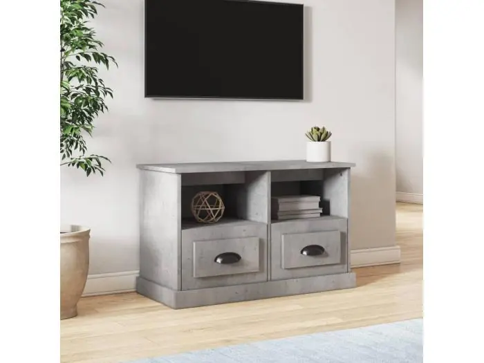 Mueble TV madera contrachapada gris hormigón 80x35x50 cm YOE33052