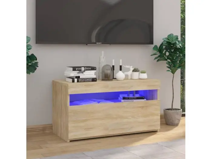 Mueble TV con luces LED roble Sonoma 75x35x40 cm YOE67354