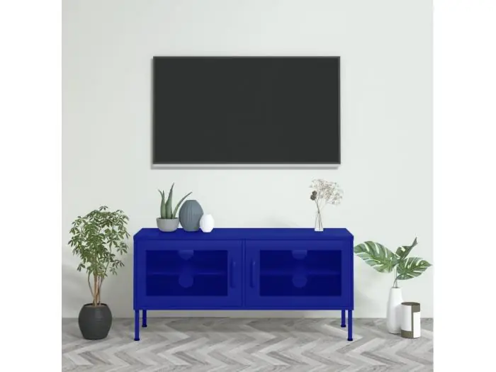 Mueble TV de acero azul marino 105x35x50 cm YOE33868
